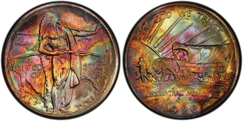 1926 Oregon Trail Memorial Half Dollar — reissued almost annually from 1926 to 1939